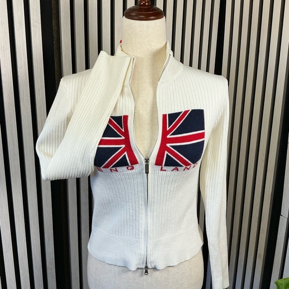 NWT Edikted Cream Ribbed Zip-Up Sweater Sz M - Picture 2 of 6